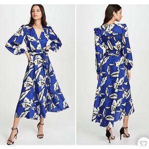 Veronica Beard Mclean Floral Silk Long Sleeve Maxi Dress Sz 0 NWT